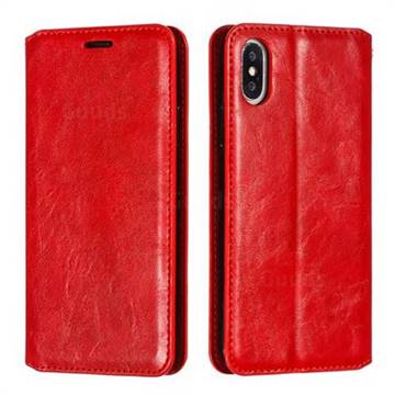 Retro Slim Magnetic Crazy Horse PU Leather Wallet Case for iPhone XS / iPhone X(5.8 inch) - Red