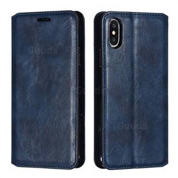 Retro Slim Magnetic Crazy Horse PU Leather Wallet Case for iPhone XS / iPhone X(5.8 inch) - Blue