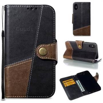 Retro Magnetic Stitching Wallet Flip Cover for iPhone XS / iPhone X(5.8 inch) - Dark Gray
