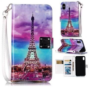 Rainbow Eiffel Tower 3D Shiny Dazzle Smooth PU Leather Wallet Case for iPhone XS / iPhone X(5.8 inch)