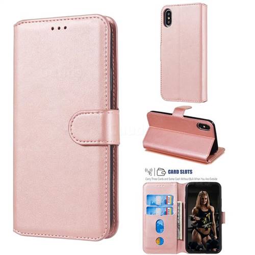 Retro Calf Matte Leather Wallet Phone Case for iPhone XS / iPhone X(5.8 inch) - Pink