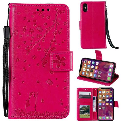 Cherry Blossom 3D Painted Leather Phone Wallet Case for iPhone XS Max (6.5  inch) - Leather Case - Guuds