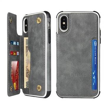Luxury Multifunction Magnetic Card Slots Stand Leather Phone Case for iPhone XS / iPhone X(5.8 inch) - Gray