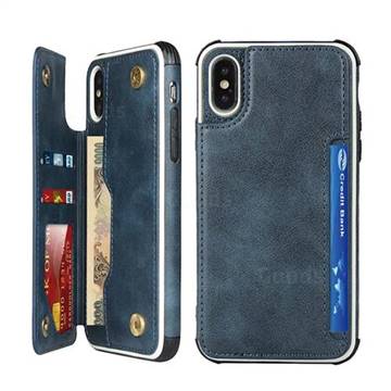 Luxury Multifunction Magnetic Card Slots Stand Leather Phone Case for iPhone XS / iPhone X(5.8 inch) - Blue