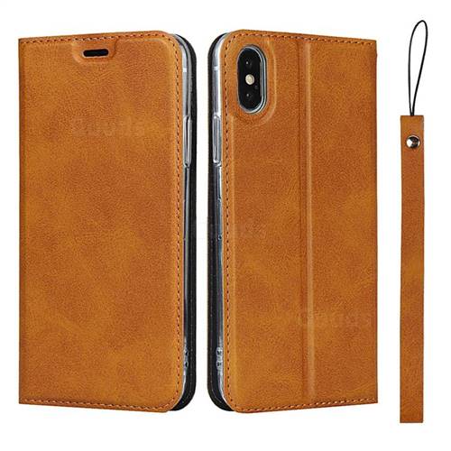 Calf Pattern Magnetic Automatic Suction Leather Wallet Case for iPhone XS / iPhone X(5.8 inch) - Brown
