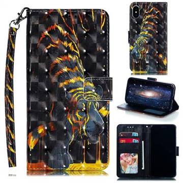 Tiger Totem 3D Painted Leather Phone Wallet Case for iPhone XS / iPhone X(5.8 inch)