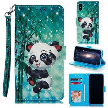 Cute Panda 3D Painted Leather Phone Wallet Case for iPhone XS / iPhone X(5.8 inch)
