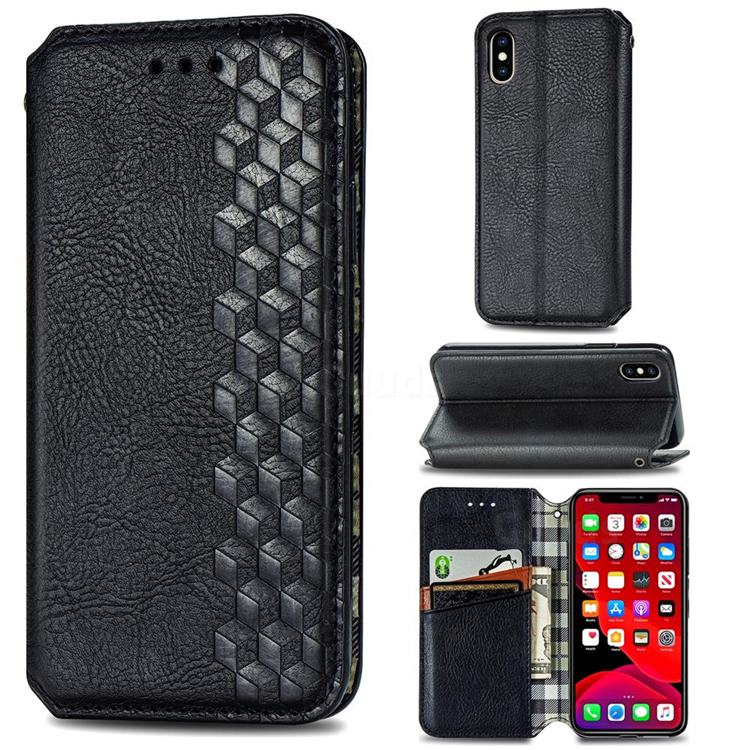 Ultra Slim Fashion Business Card Magnetic Automatic Suction Leather Flip Cover for iPhone XS / iPhone X(5.8 inch) - Black