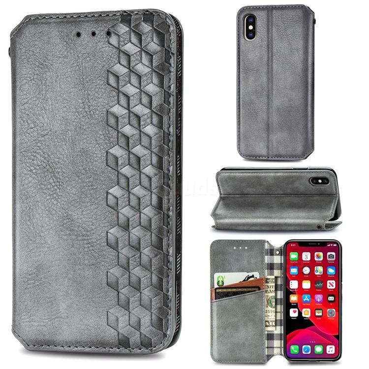 Ultra Slim Fashion Business Card Magnetic Automatic Suction Leather Flip Cover for iPhone XS / iPhone X(5.8 inch) - Grey
