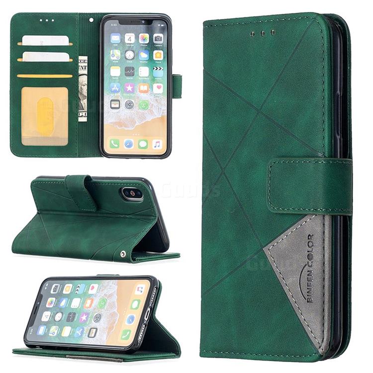 Binfen Color BF05 Prismatic Slim Wallet Flip Cover for iPhone XS / iPhone X(5.8 inch) - Green