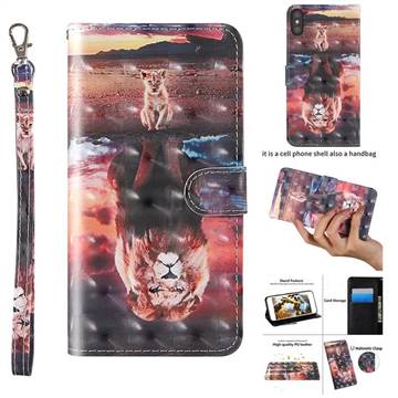 Fantasy Lion 3D Painted Leather Wallet Case for iPhone XS / iPhone X(5.8 inch)