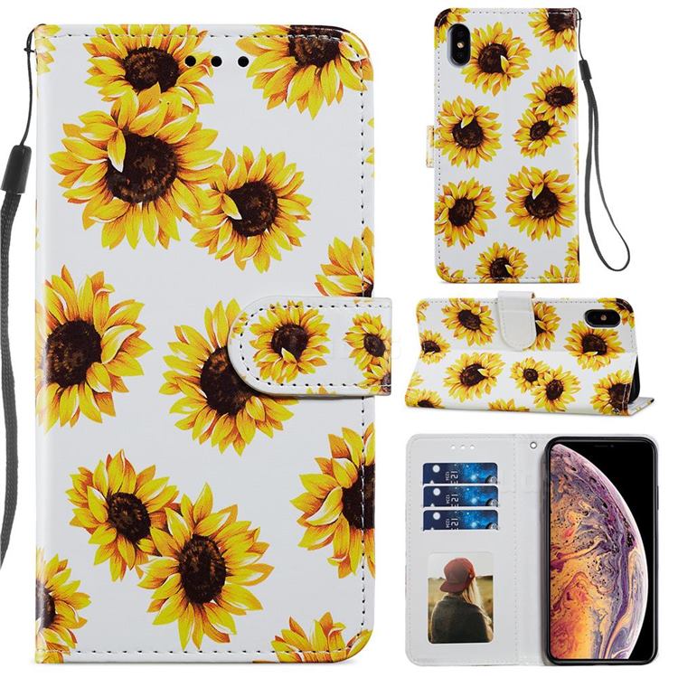 Sunflower Smooth Leather Phone Wallet Case for iPhone XS / iPhone X(5.8 inch)