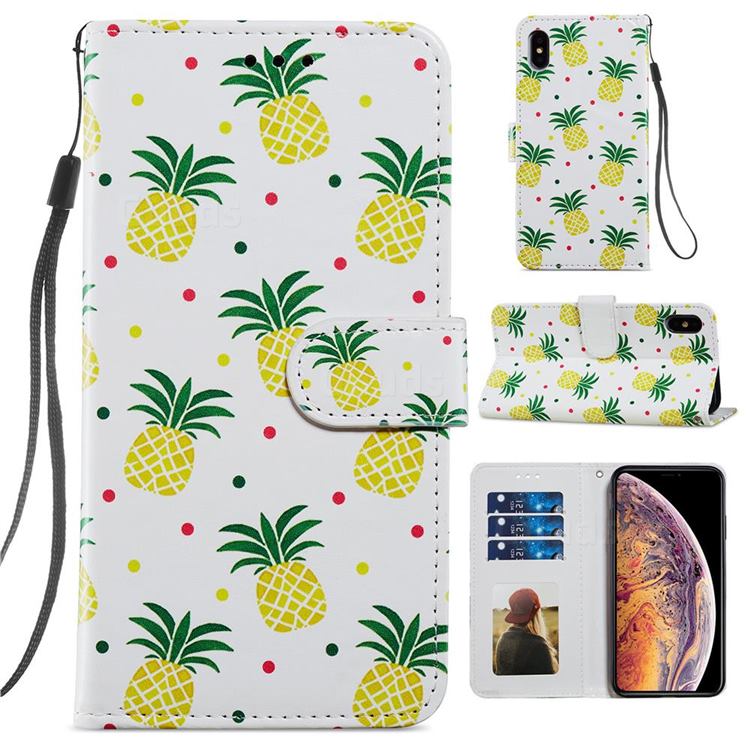 Pineapple Smooth Leather Phone Wallet Case for iPhone XS / iPhone X(5.8 inch)