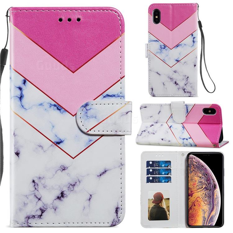 Smoke Marble Smooth Leather Phone Wallet Case for iPhone XS / iPhone X(5.8 inch)