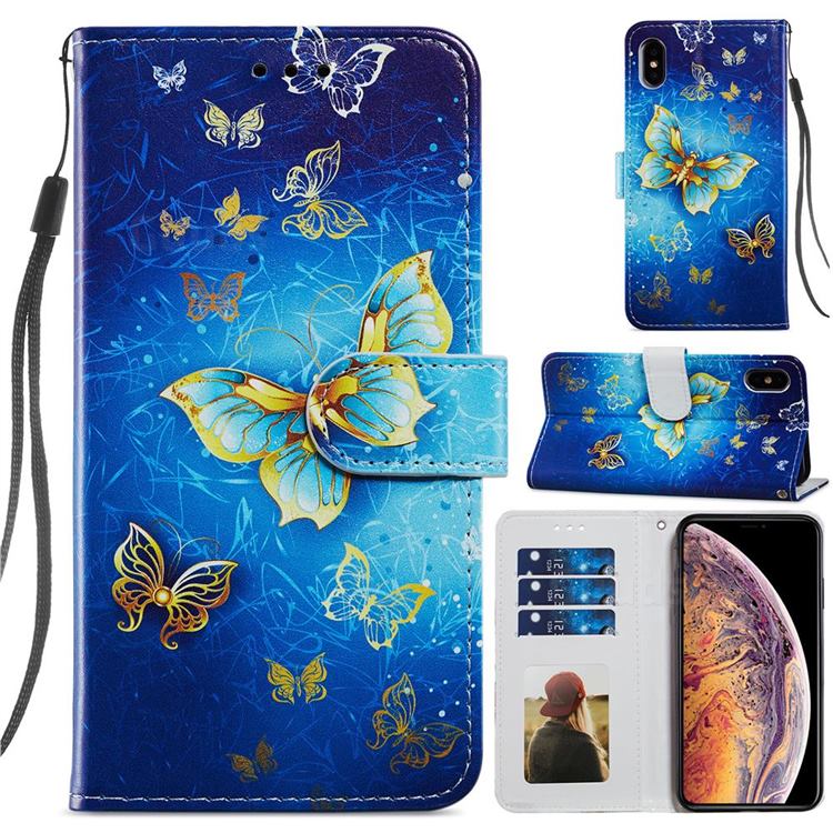 Phnom Penh Butterfly Smooth Leather Phone Wallet Case for iPhone XS / iPhone X(5.8 inch)