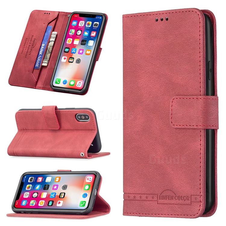 Binfen Color RFID Blocking Leather Wallet Case for iPhone XS / iPhone X(5.8 inch) - Red