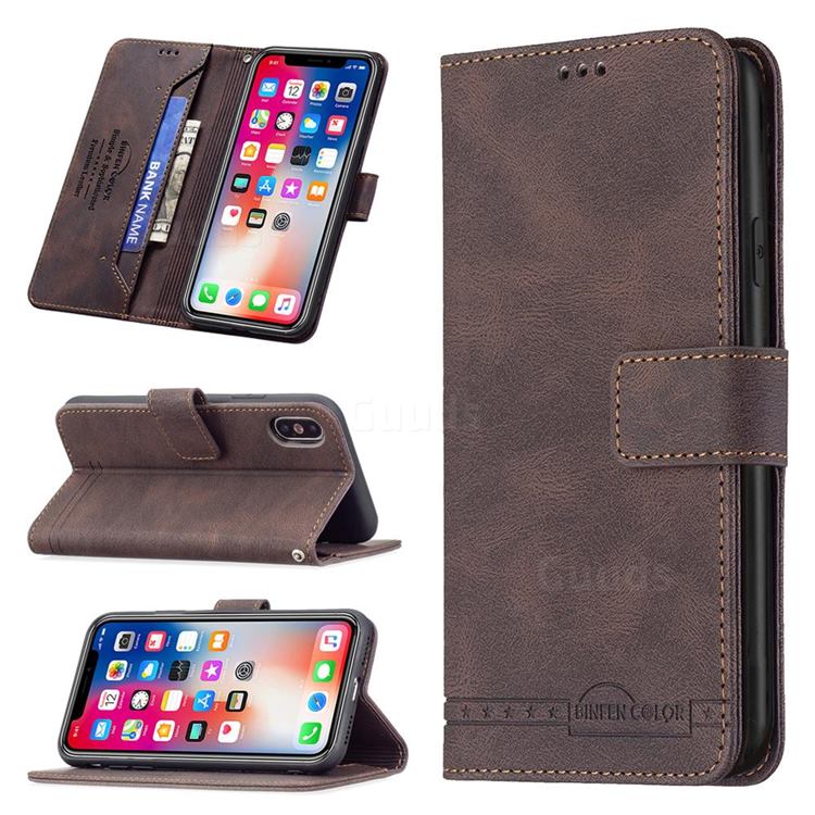 Binfen Color RFID Blocking Leather Wallet Case for iPhone XS / iPhone X(5.8 inch) - Brown
