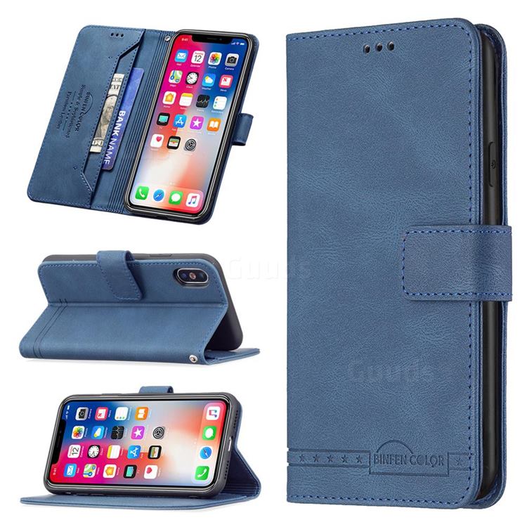 Binfen Color RFID Blocking Leather Wallet Case for iPhone XS / iPhone X(5.8 inch) - Blue