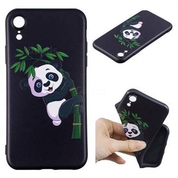 Bamboo Panda 3D Embossed Relief Black Soft Back Cover for iPhone Xr (6.1 inch)