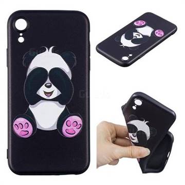 Lovely Panda 3D Embossed Relief Black Soft Back Cover for iPhone Xr (6.1 inch)