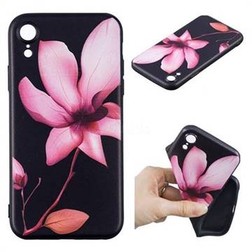 Lotus Flower 3D Embossed Relief Black Soft Back Cover for iPhone Xr (6.1 inch)