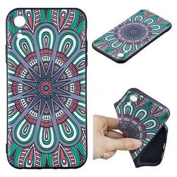 Mandala 3D Embossed Relief Black Soft Back Cover for iPhone Xr (6.1 inch)