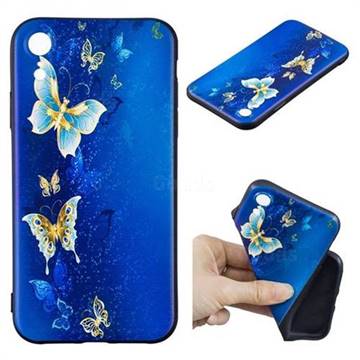 Golden Butterflies 3D Embossed Relief Black Soft Back Cover for iPhone Xr (6.1 inch)