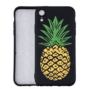 Big Pineapple 3D Embossed Relief Black Soft Back Cover for iPhone Xr (6.1 inch)