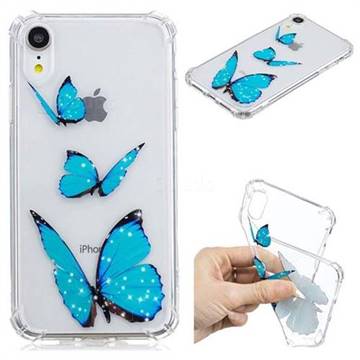 Blue butterfly Anti-fall Clear Varnish Soft TPU Back Cover for iPhone Xr (6.1 inch)