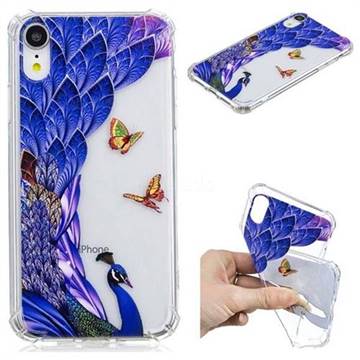 Peacock Butterfly Anti-fall Clear Varnish Soft TPU Back Cover for iPhone Xr (6.1 inch)