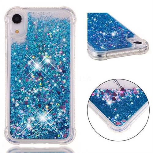Dynamic Liquid Glitter Sand Quicksand TPU Case for iPhone Xr (6.1 inch) - Blue Love Heart