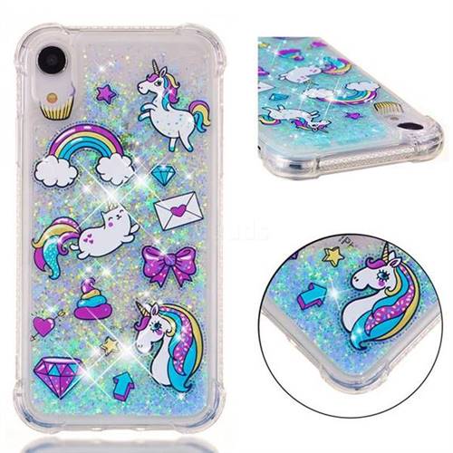 Fashion Unicorn Dynamic Liquid Glitter Sand Quicksand Star TPU Case for iPhone Xr (6.1 inch)