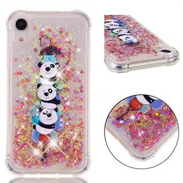 Three Pandas Dynamic Liquid Glitter Sand Quicksand Star TPU Case for iPhone Xr (6.1 inch)