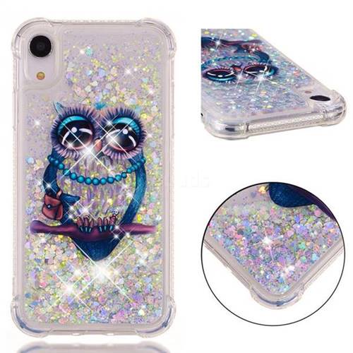 Sweet Gray Owl Dynamic Liquid Glitter Sand Quicksand Star TPU Case for iPhone Xr (6.1 inch)