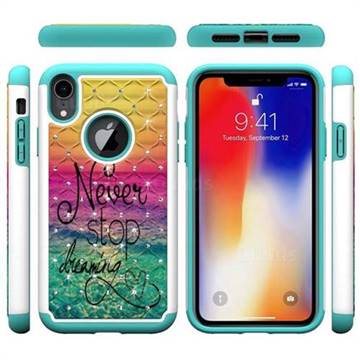 Colorful Dream Catcher Studded Rhinestone Bling Diamond Shock Absorbing Hybrid Defender Rugged Phone Case Cover for iPhone Xr (6.1 inch)