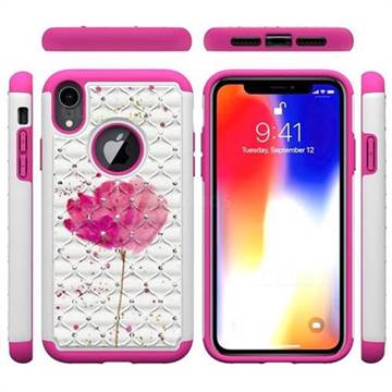 Watercolor Studded Rhinestone Bling Diamond Shock Absorbing Hybrid Defender Rugged Phone Case Cover for iPhone Xr (6.1 inch)