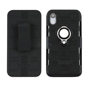 3 in 1 PC + Silicone Leather Phone Case for iPhone Xr (6.1 inch) - Black
