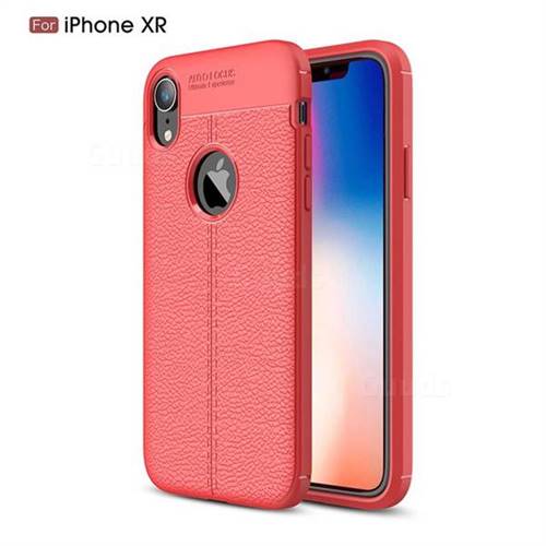 Luxury Auto Focus Litchi Texture Silicone TPU Back Cover for iPhone Xr (6.1 inch) - Red