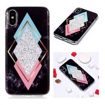 Black Diamond Soft TPU Marble Pattern Phone Case for iPhone Xr (6.1 inch)