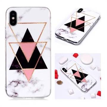 Inverted Triangle Black Soft TPU Marble Pattern Phone Case for iPhone Xr (6.1 inch)