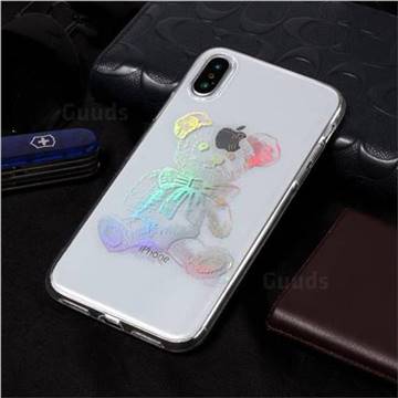 Cubs Bear Pattern Bright Color Laser Soft TPU Case for iPhone Xr (6.1 inch)