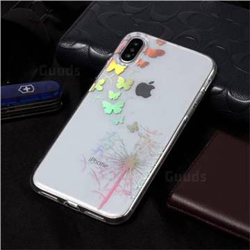 Dandelion Butterfly Pattern Bright Color Laser Soft TPU Case for iPhone Xr (6.1 inch)