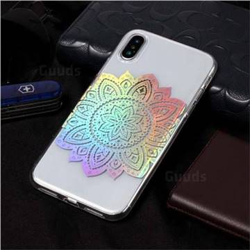 Lotus Pattern Bright Color Laser Soft TPU Case for iPhone Xr (6.1 inch)
