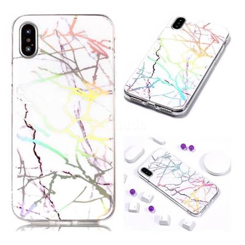 Color White Marble Pattern Bright Color Laser Soft TPU Case for iPhone Xr (6.1 inch)