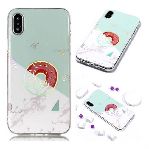 Donuts Marble Pattern Bright Color Laser Soft TPU Case for iPhone Xr (6.1 inch)
