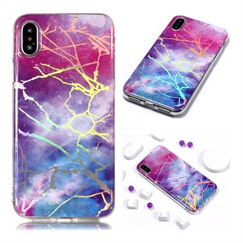 Dream Sky Marble Pattern Bright Color Laser Soft TPU Case for iPhone Xr (6.1 inch)