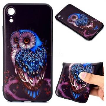 Ice Owl 3D Embossed Relief Black TPU Back Cover for iPhone Xr (6.1 inch)
