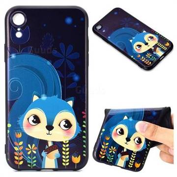 Blue Squirrels 3D Embossed Relief Black TPU Back Cover for iPhone Xr (6.1 inch)