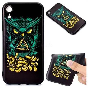 Owl Devil 3D Embossed Relief Black TPU Back Cover for iPhone Xr (6.1 inch)