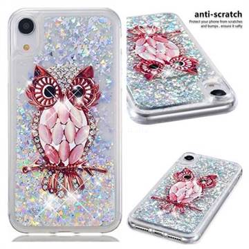 Seashell Owl Dynamic Liquid Glitter Quicksand Soft TPU Case for iPhone Xr (6.1 inch)